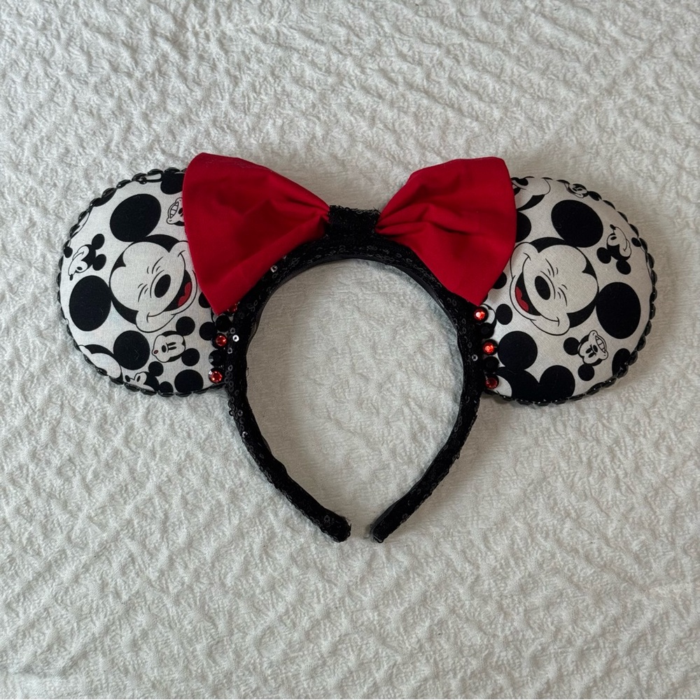 Mickey Mouse Ears Headband with Red Bow